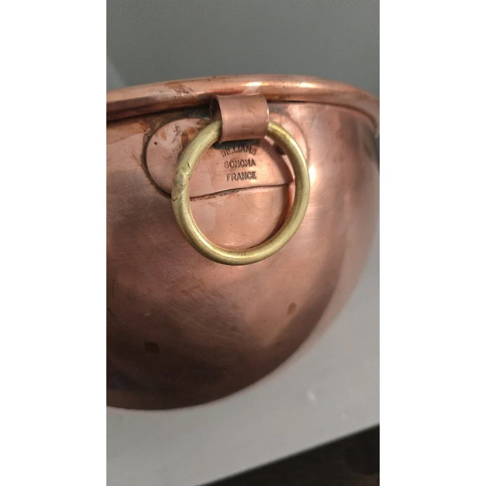 Williams Sonoma France Copper Mixing Whisking Bowl Round Bottom Ring 11